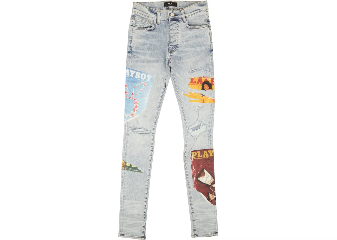 AMIRI DENIM PLAYBOY MAGAZINE SKINNY JEANS