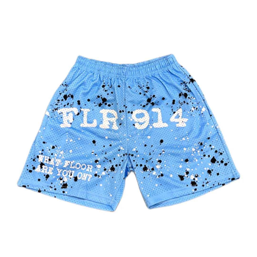 FLOOR 914 PAINT SPLATTER MESH SHORTS (LIGHT BLUE)