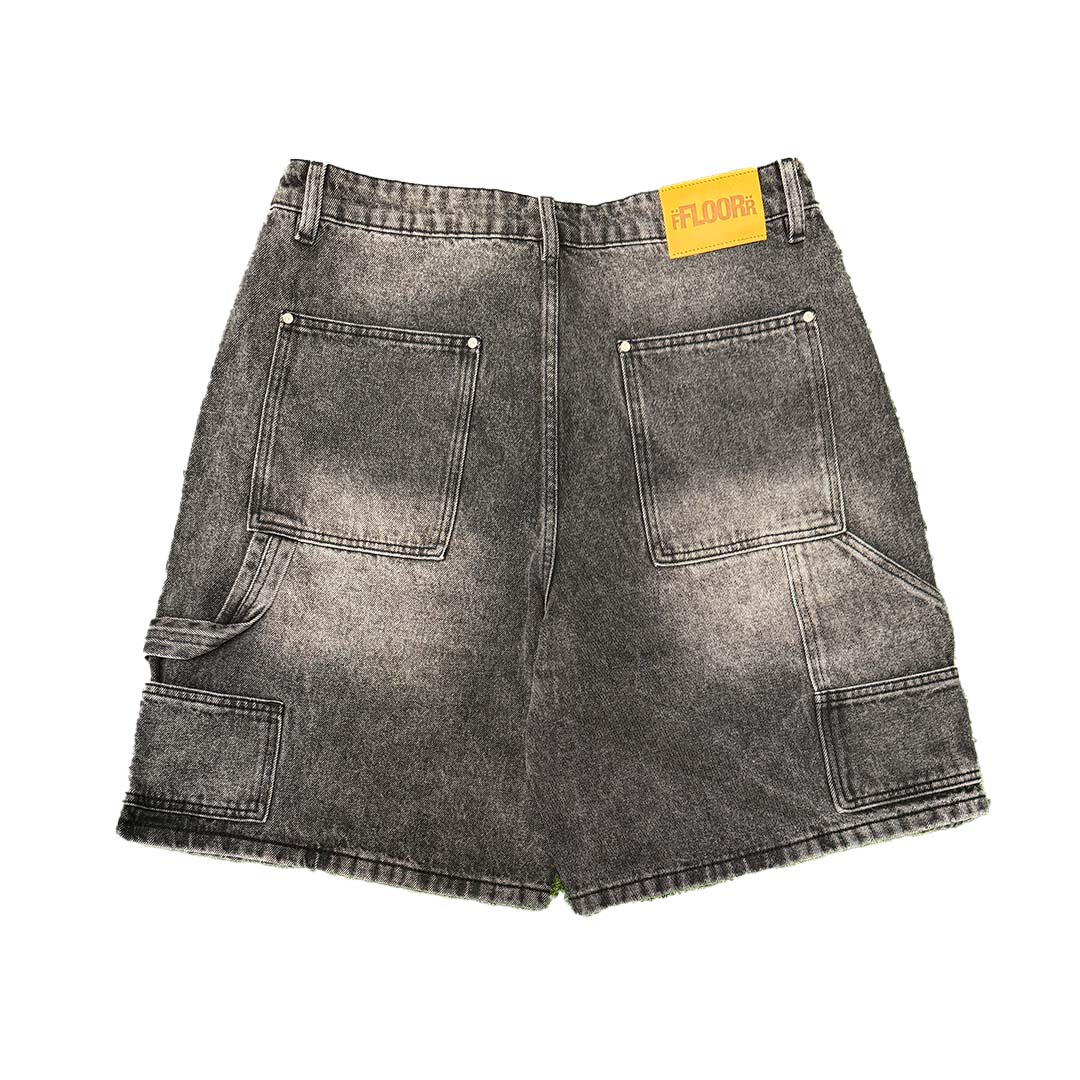 FLOOR 914 UNIFORM JEAN SHORTS (BLK WASH)