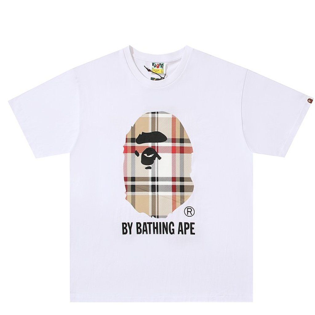 BAPE TEE APE BY CHECK 'WHITE/BEIGE'
