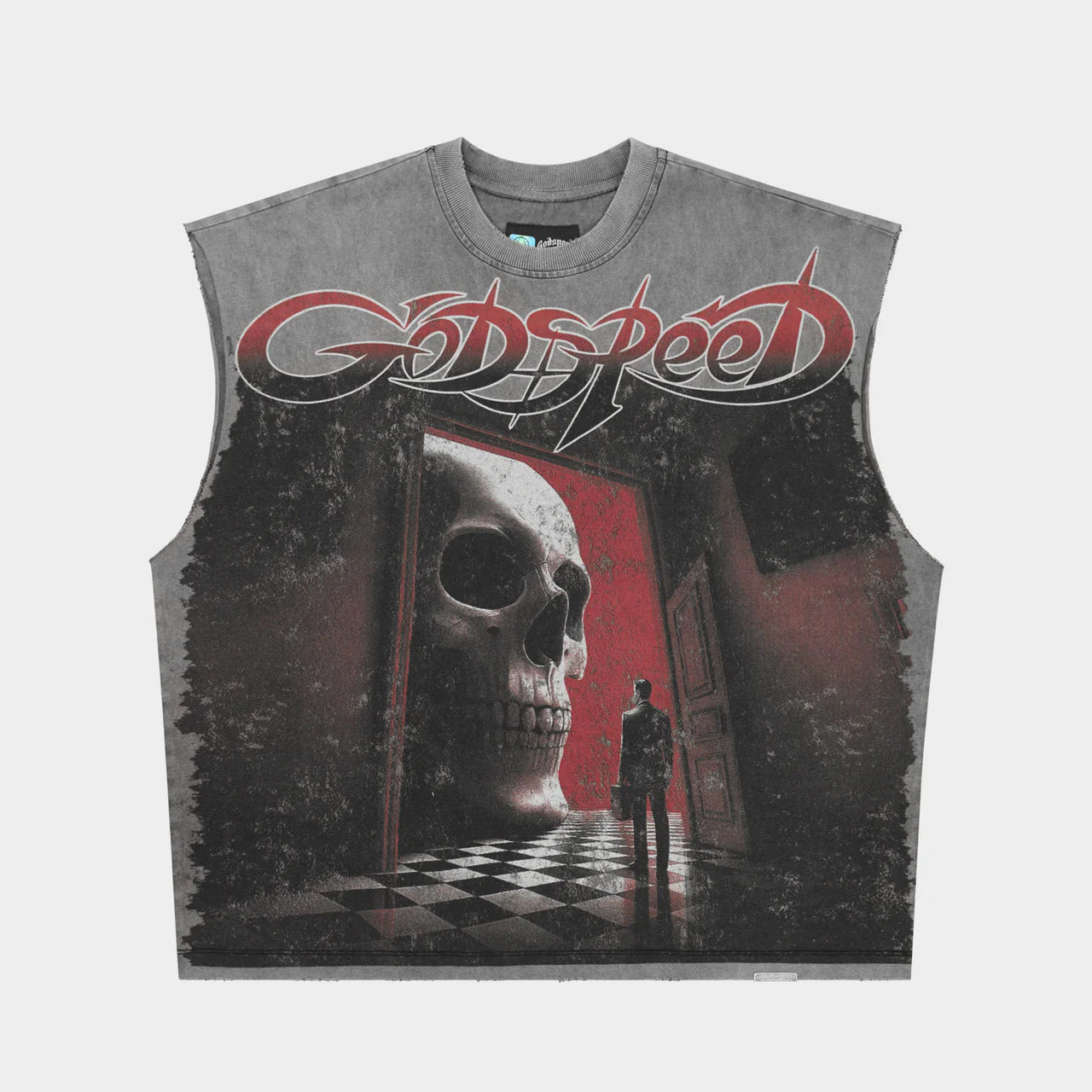 FATE'S DOORSTEP SLEEVELESS T-SHIRT (GREY WASH)