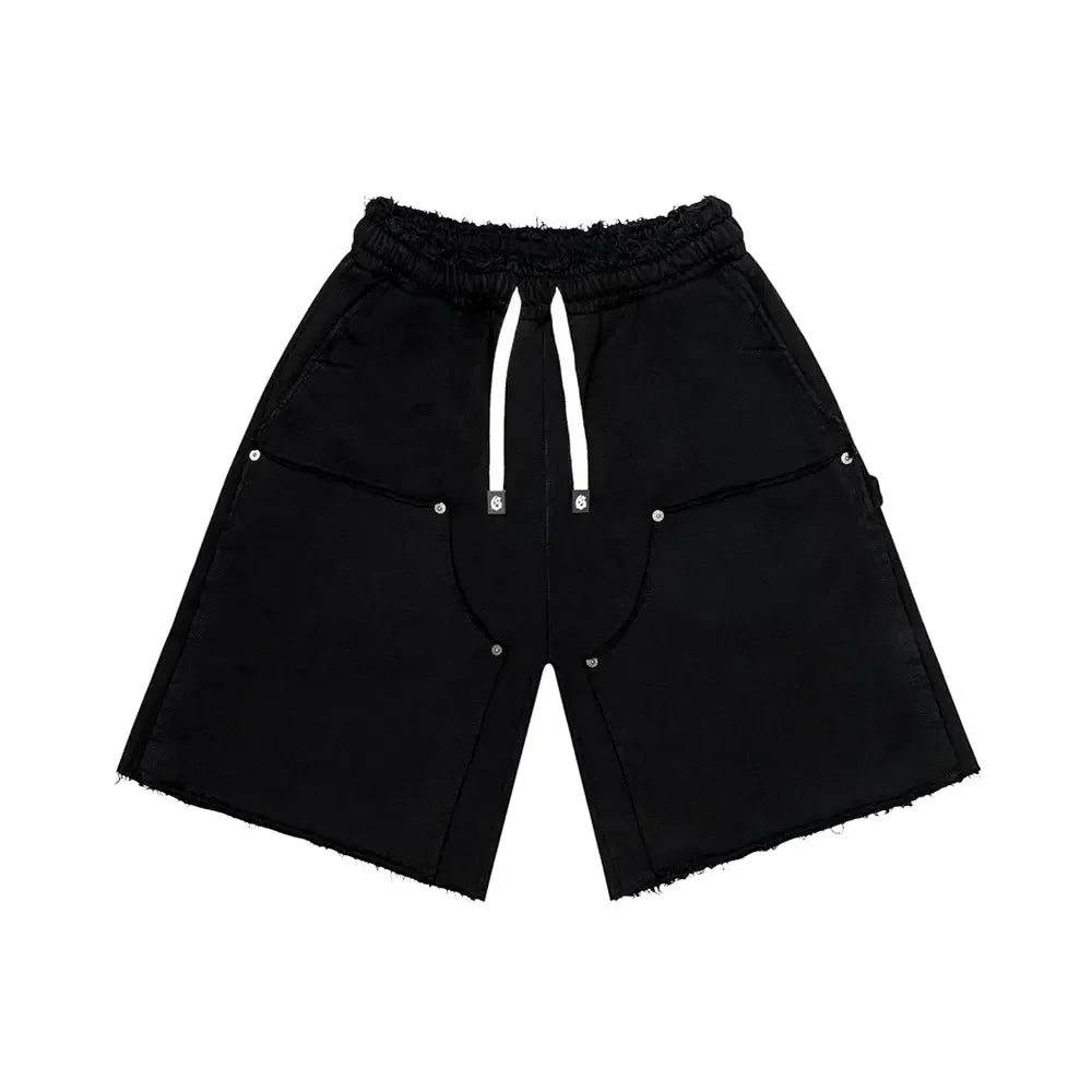 GODSPEED CARPENTER DISTRESSED BLACK SHORTS