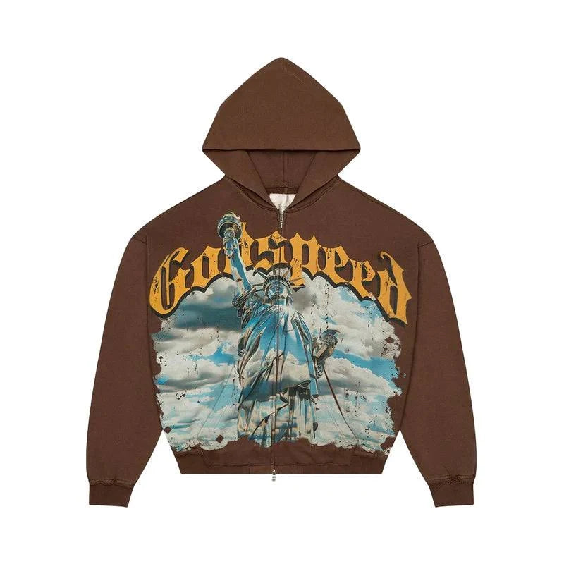 GODSPEED LIBERTY BROWN ZIP UP