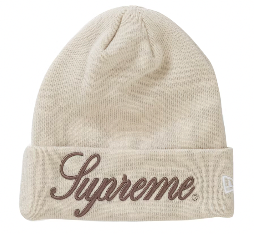 SUPREME NEW ERA SCRIPT BEANIE NATURAL