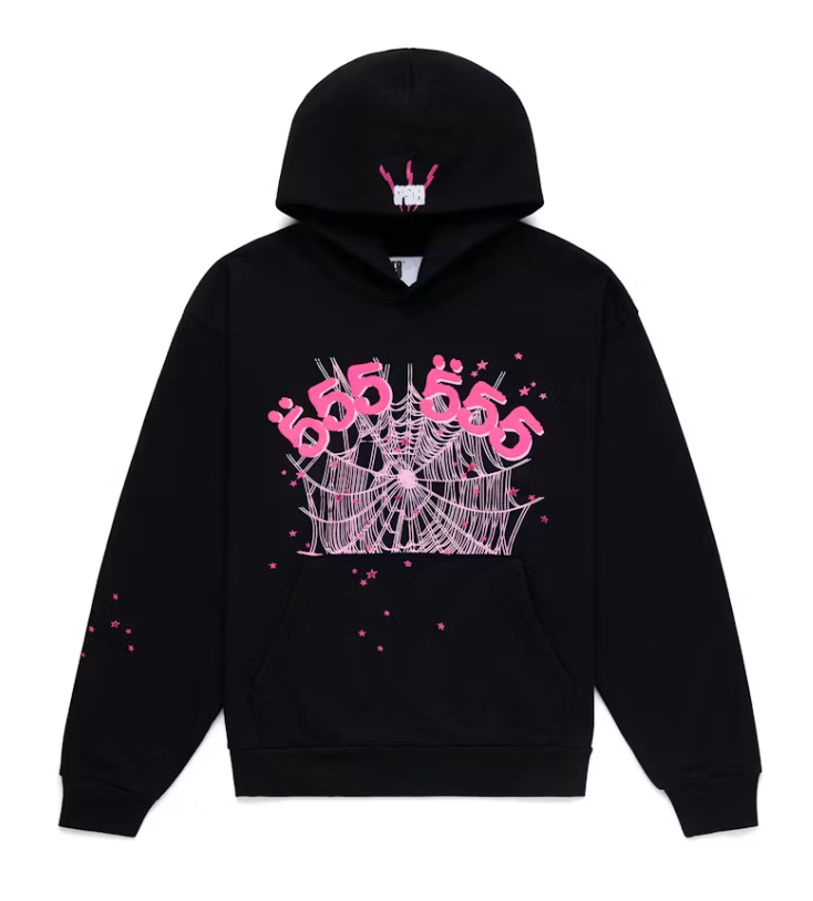 SP5DER BLACK ANGEL NUMBER HOODIE