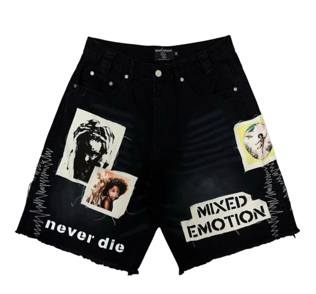 Mixed Emotions 'Chaos' Black Carpenter Shorts