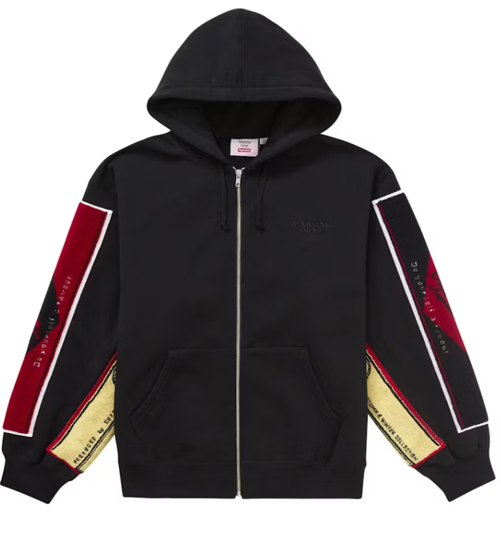 U SUPREME X MARTINE ROSE TOWEL ZIP UP HOODED SWEATSHIRT 'BLACK'