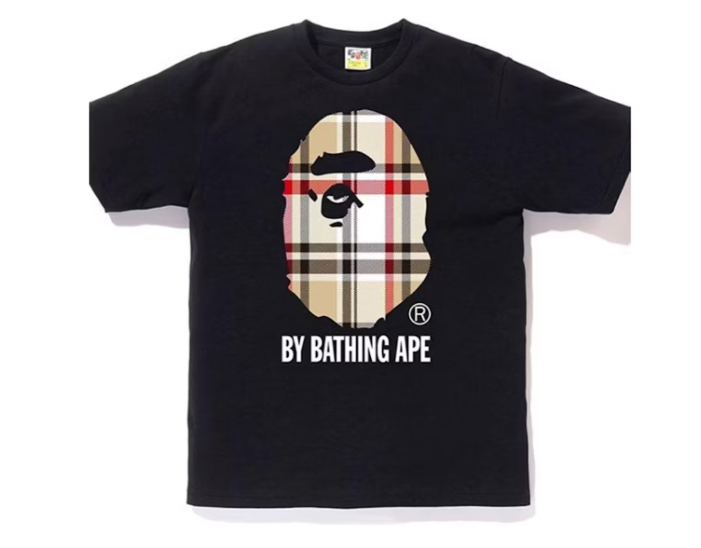 BAPE TEE APE CHECK BY 'BLACK/BEIGE'