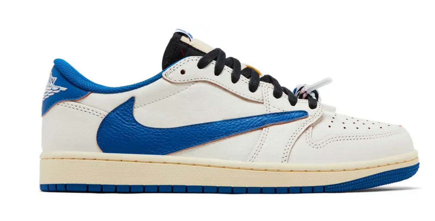 Fragment Design x Travis Scott x Air Jordan 1 Retro Low OG SP 'Sail Military Blue'
