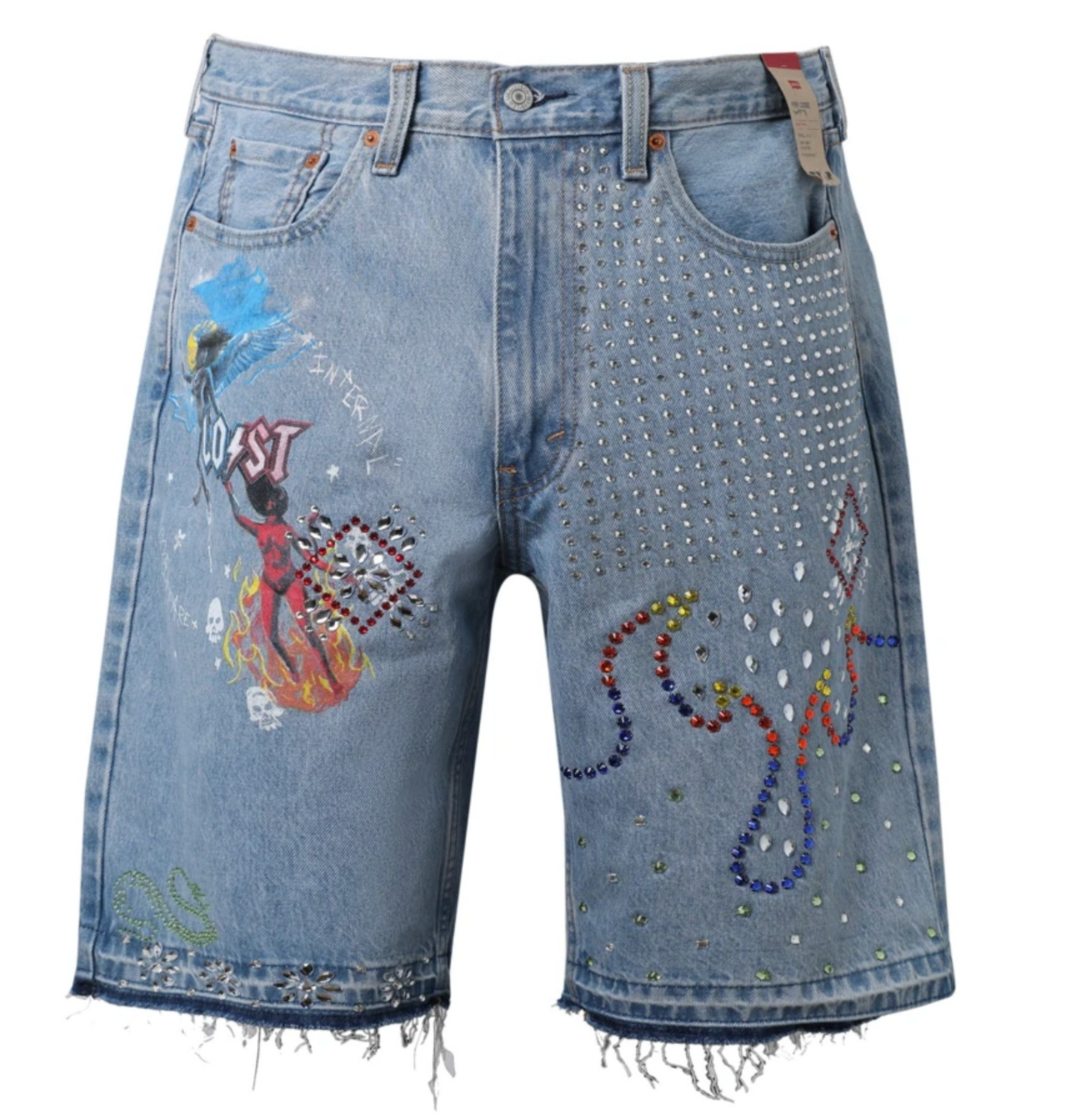 LOST INTRICACY "HEAVEN N HELL" DENIM BLUE SHORTS