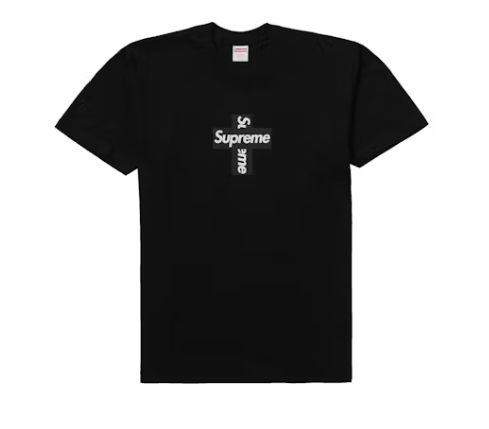 SUPREME CROSS BOX LOGO TEE (BLACK)