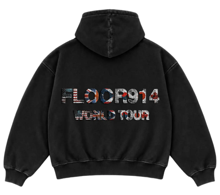 FLOOR 914 WORLDWIDE FLAG ZIP-UP (BLACK)