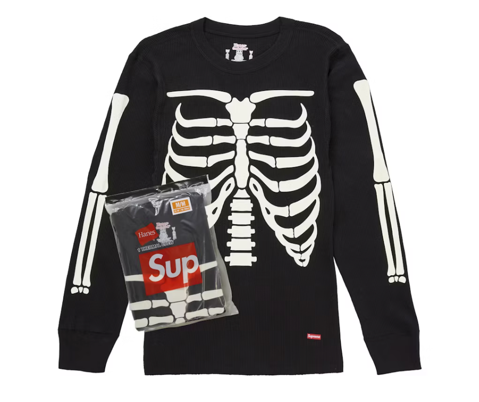 SUPREME HANES BONES THERMAL CREW FW25 (1 PACK) BLACK