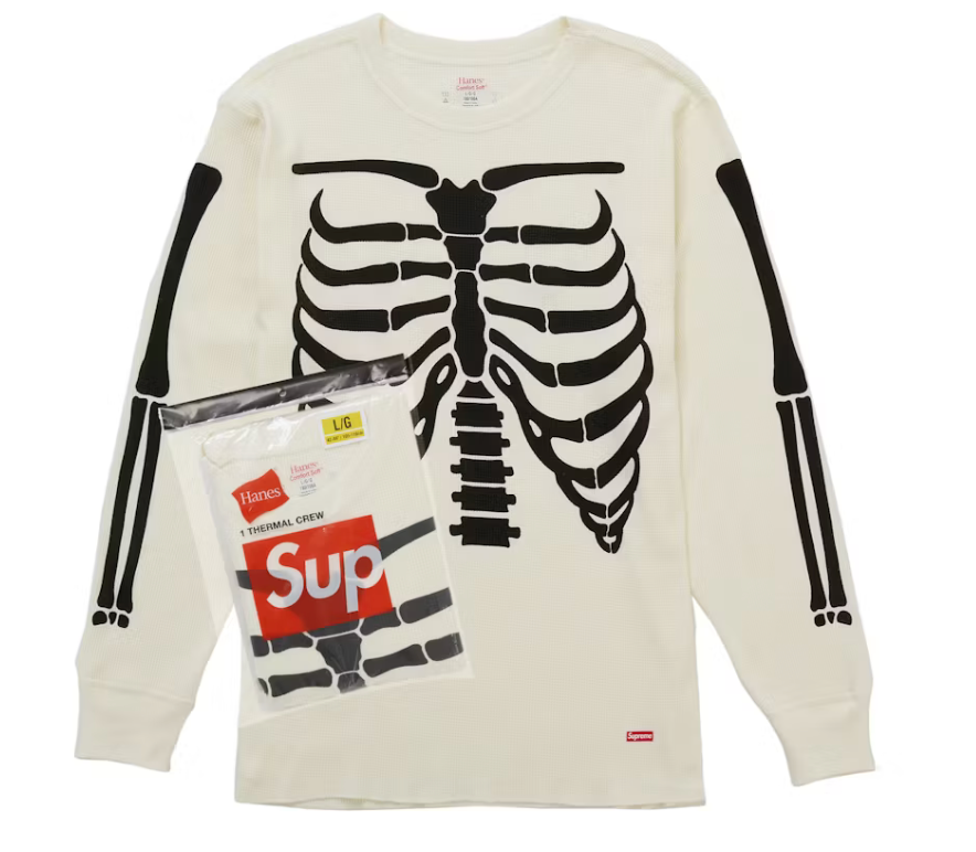 SUPREME HANES BONES THERMAL CREW FW25 (1 PACK) WHITE