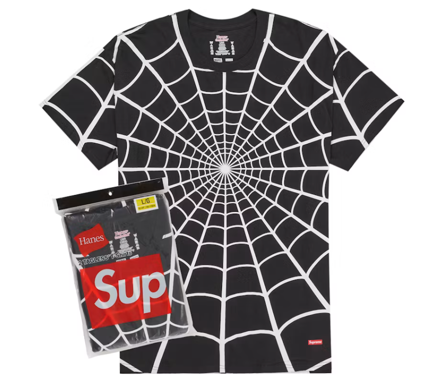 SUPREME HANES SPIDER-MAN TAGLESS TEES (2 PACK) BLACK