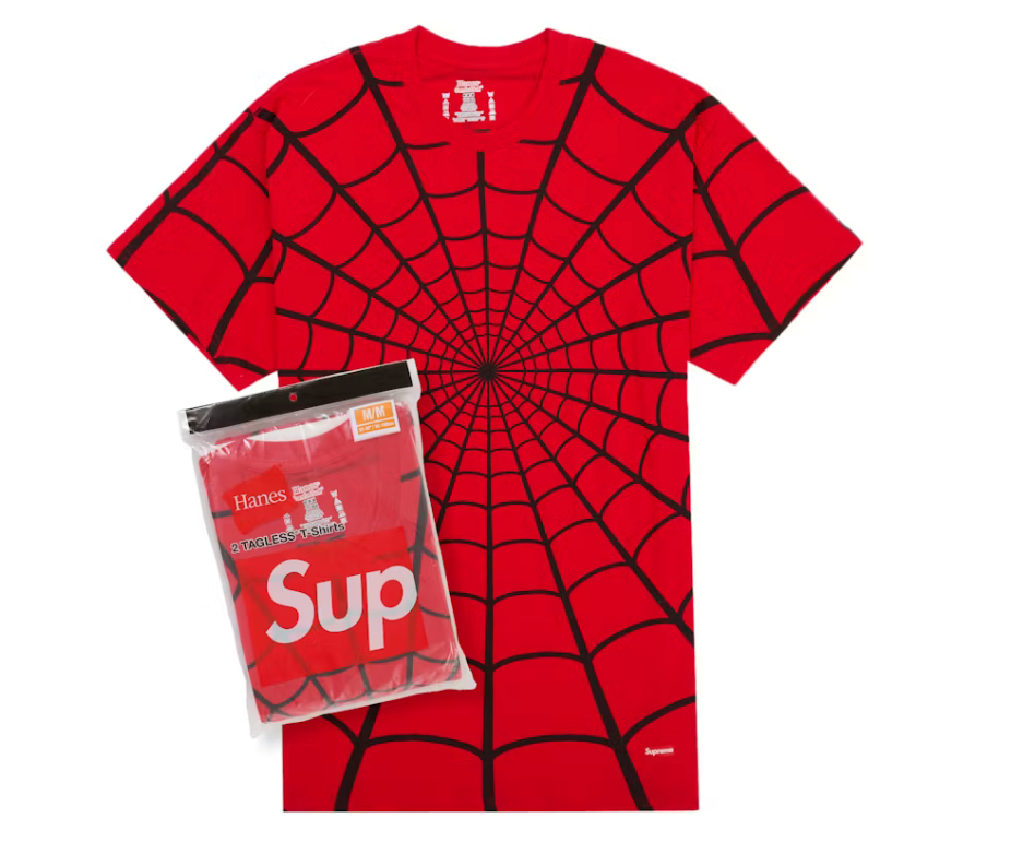 SUPREME HANES SPIDER-MAN TAGLESS TEES (2 PACK) RED