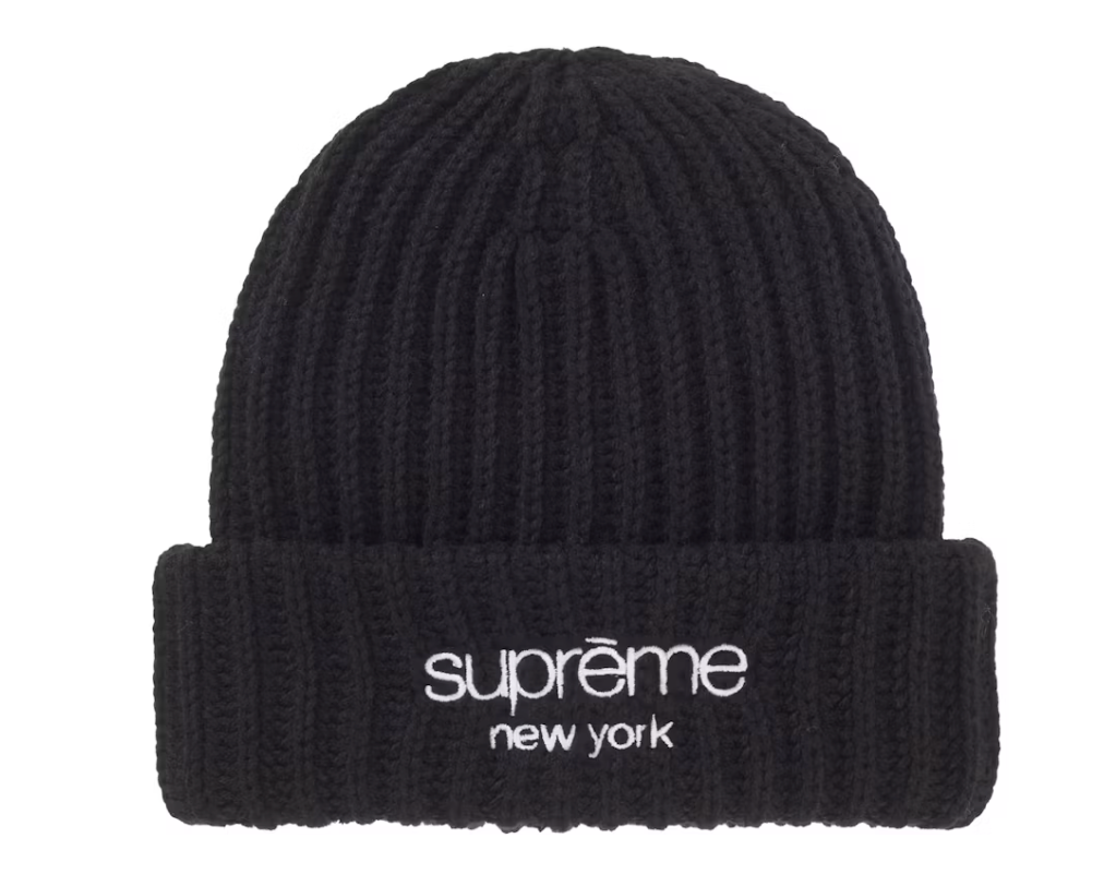 SUPREME CHUNKY RIB CLASSIC LOGO BEANIE BLACK