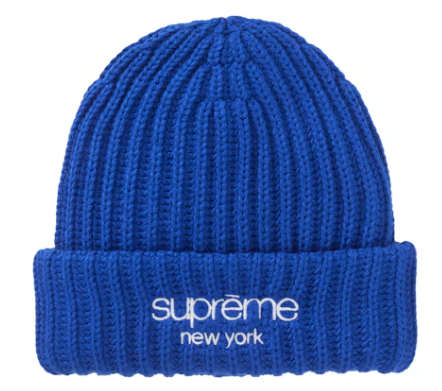 SUPREME CHUNKY RIB CLASSIC LOGO BEANIE ROYAL