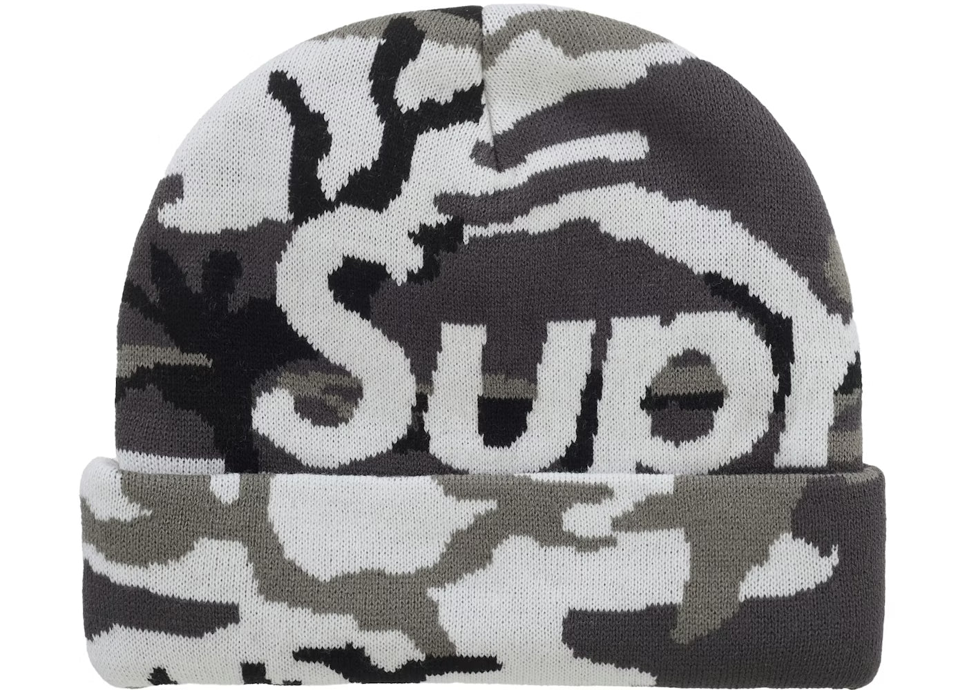 Supreme Camo Big Logo Beanie Snow Camo