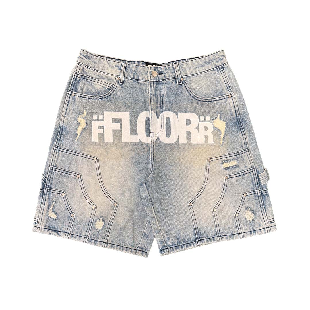 FLOOR 914 UNIFORM JEAN SHORTS (LIGHT BLUE WASH)