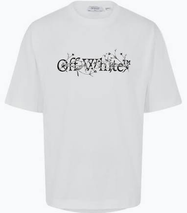 OFF-WHITE FLORAL LOGO GREY TEE (INK STAIN)