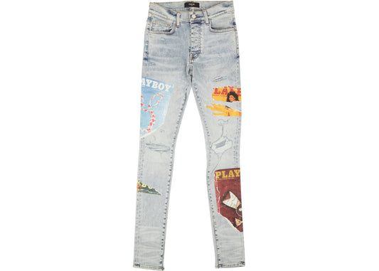 AMIRI DENIM PLAYBOY MAGAZINE SKINNY JEANS