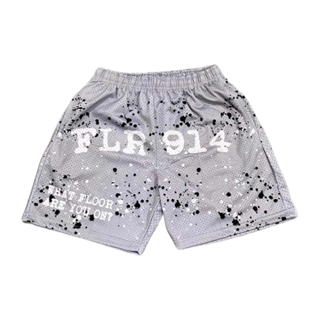 FLOOR 914 PAINT SPLATTER MESH SHORTS (GREY)