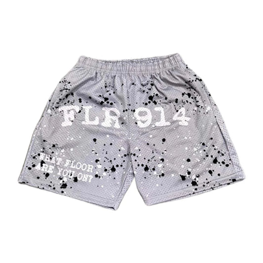 FLOOR 914 PAINT SPLATTER MESH SHORTS (GREY)