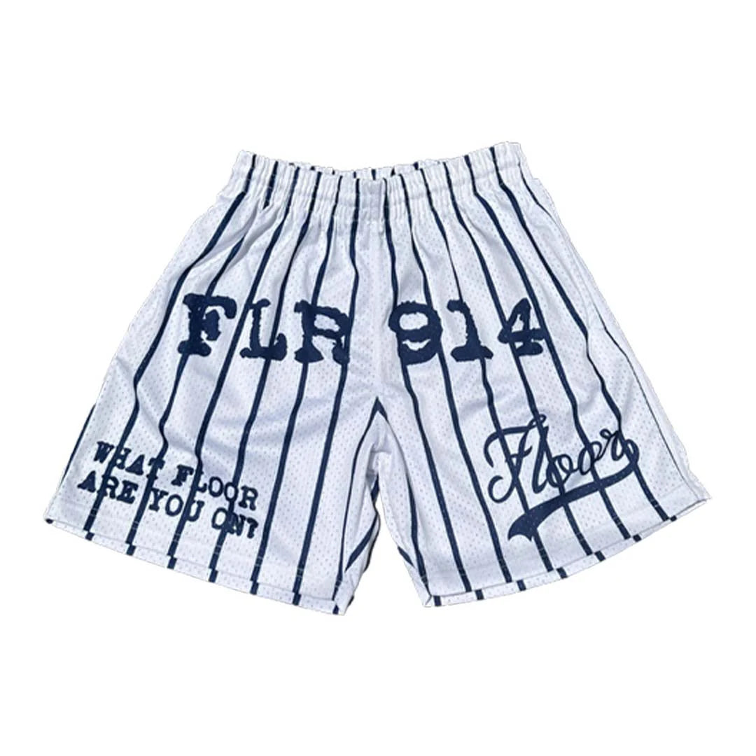 FLOOT 914 PINSTRIPE MESH SHORTS (WHITE/NAVY)