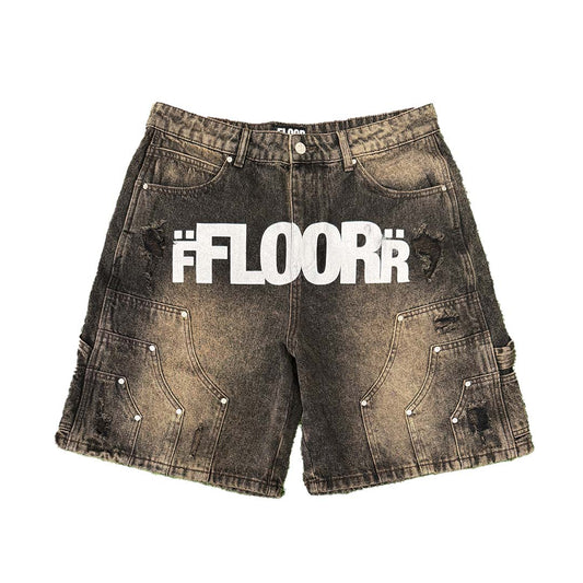 FLOOR 914 UNIFORM JEAN SHORTS (BROWN WASH)