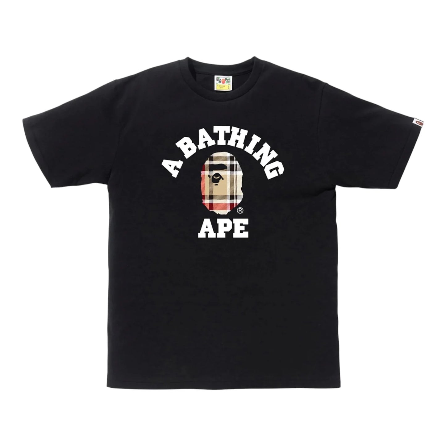 BAPE TEE APE CHECK BY 'BLACK/BEIGE'