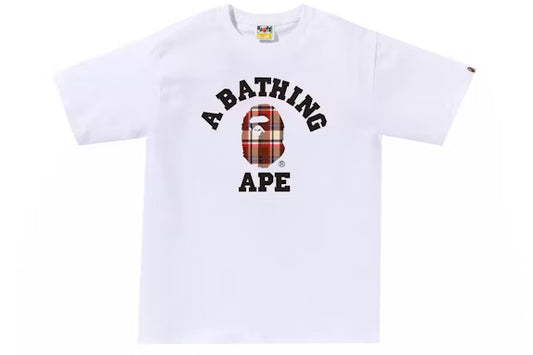 BAPE TEE CHECK COLLEGE 'WHITE/BEIGE'