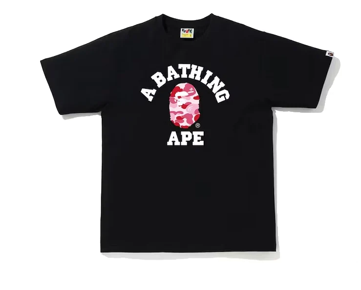 BAPE TEE 'ABC CAMO COLLEGE BLACK/PINK'