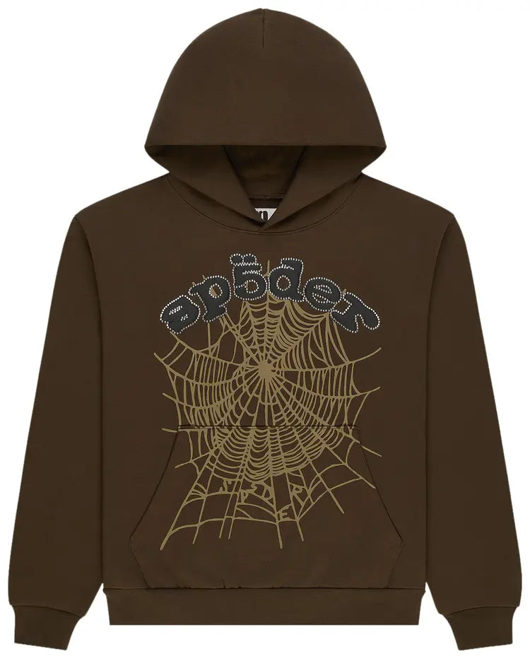 BROWN OG WEB VVS SP5DER HOODIE