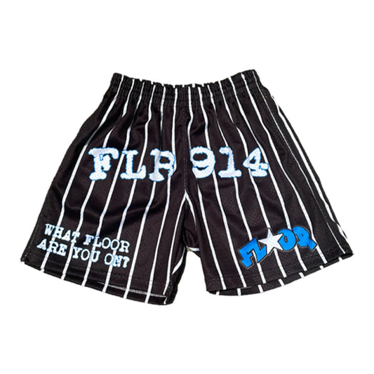 FLOOR 914 PINSTRIPE MESH SHORT (BLACK/BLUE)