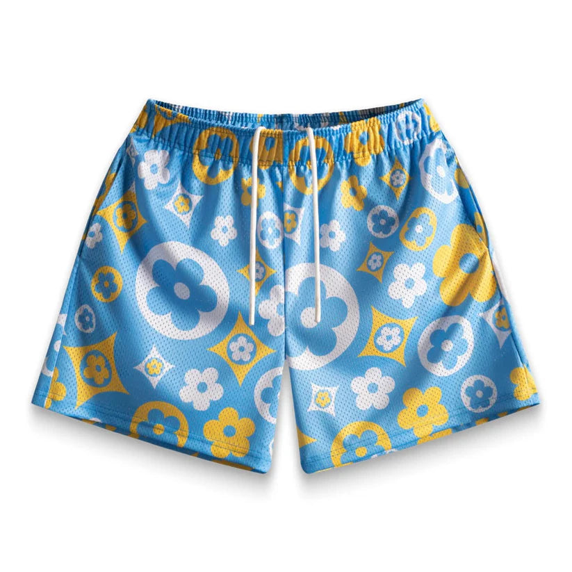 BRAVEST STUDIOS BLUE GOLD UNI FLOWER SHORTS