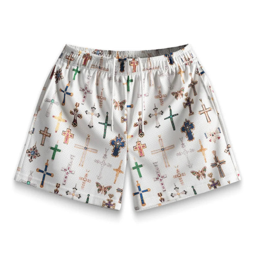BRAVEST STUDIOS WHITE CROSS SHORTS