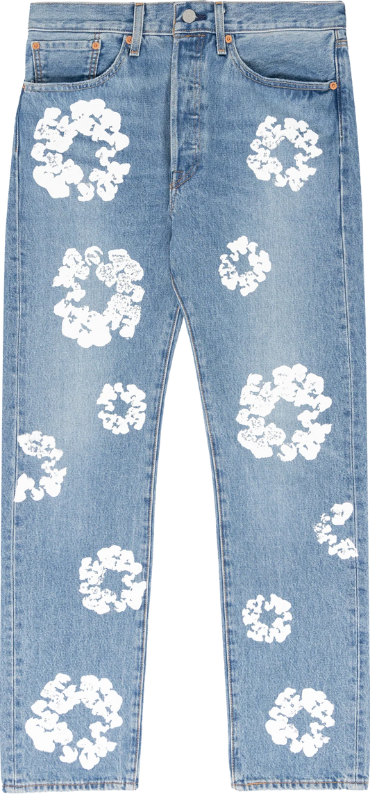 DENIM TEARS THE COTTON WREATH LIGHT WASH JEANS