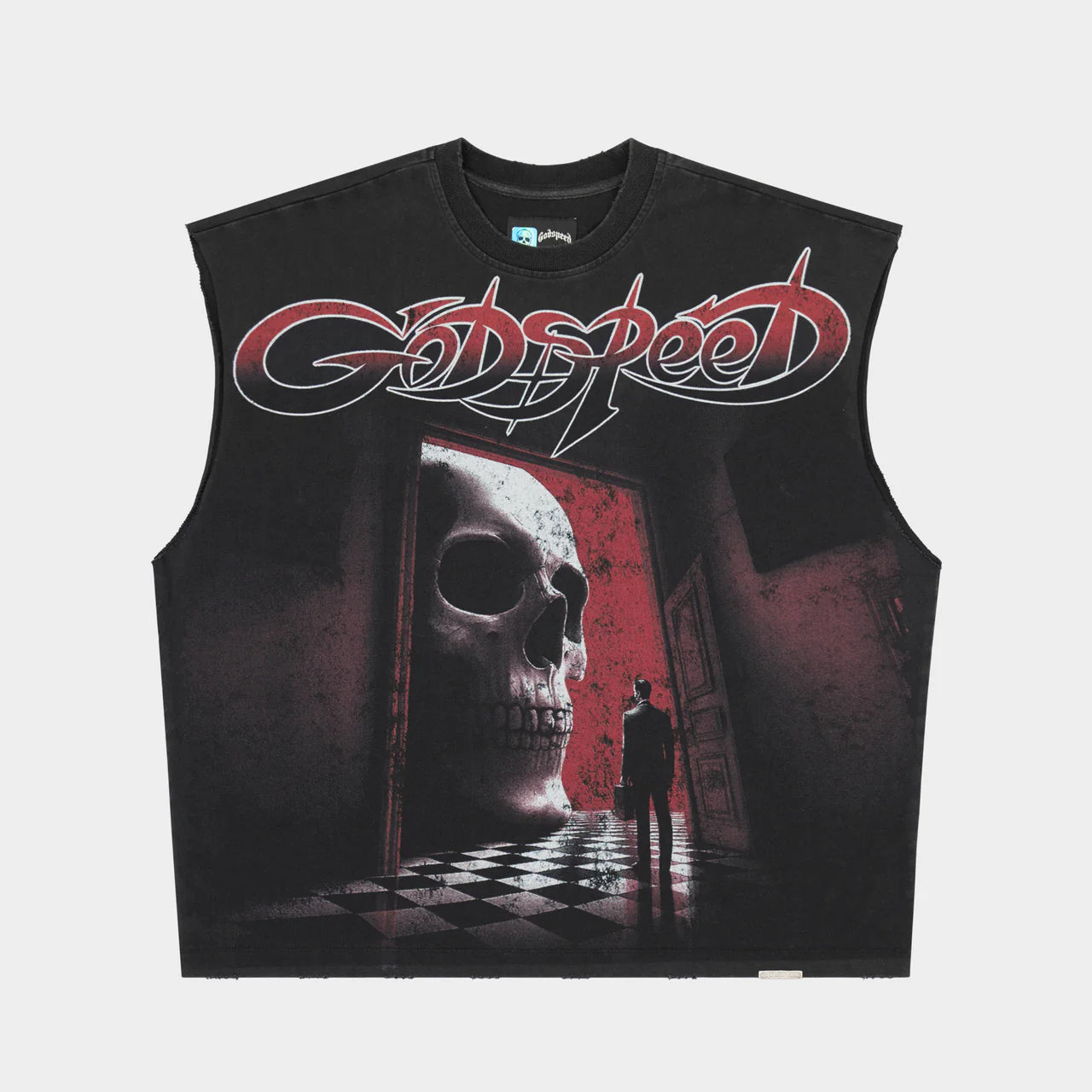 FATE'S DOORSTEP SLEEVELESS T-SHIRT (BLACK WASH)