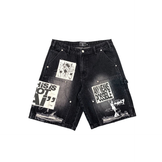 MIXED EMOTIONS AI BLACK JORTS