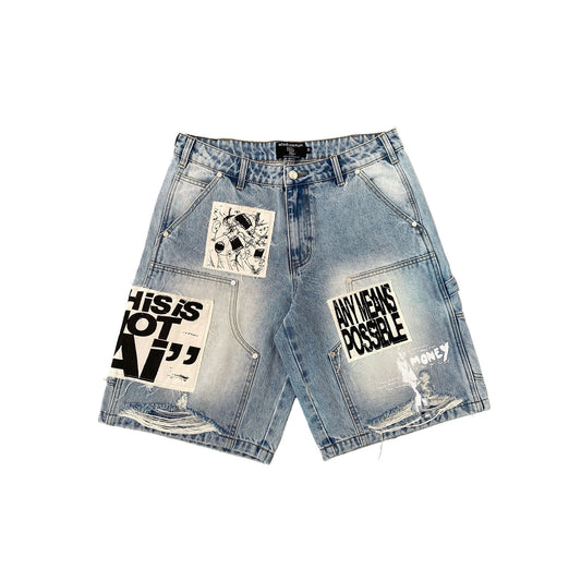 MIXED EMOTIONS AI BLUE JORTS