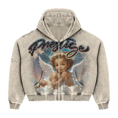 PRESTIGE ANGEL ZIP UP CREAM/BLUE