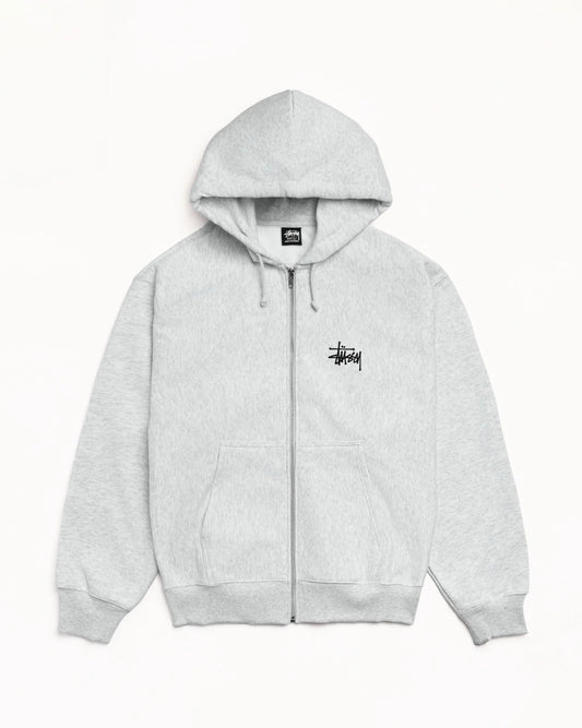 STUSSY ZIP UP BASIC ASH HEATHER