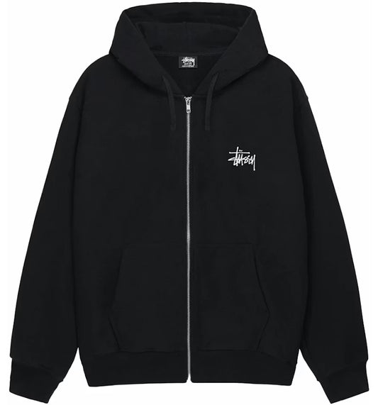 STUSSY ZIP UP BASIC BLACK