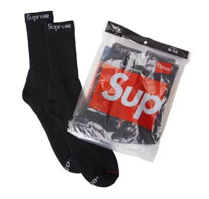 SUPREME X HANES SOCKS "BLACK"