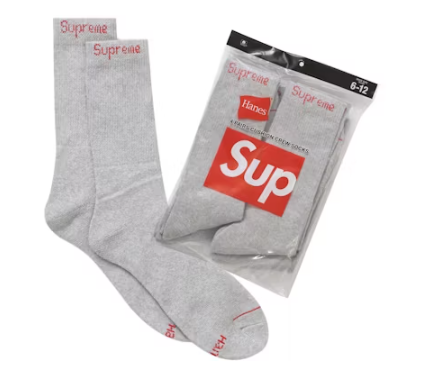 SUPREME X HANES SOCKS "GREY"
