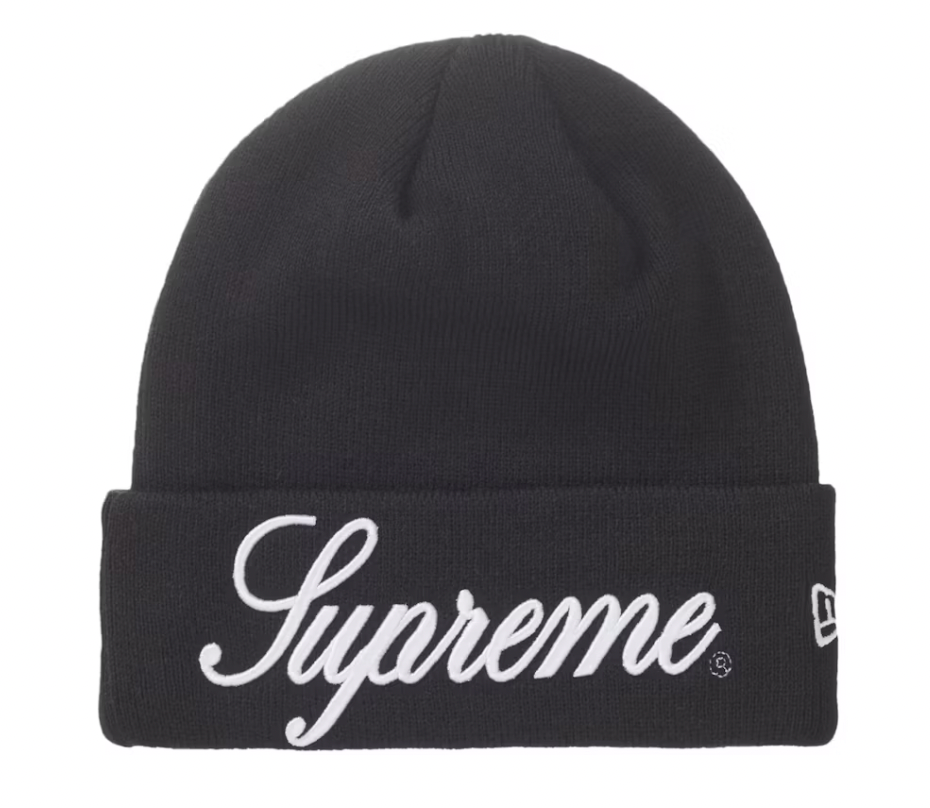 SUPREME NEW ERA SCRIPT BEANIE BLACK