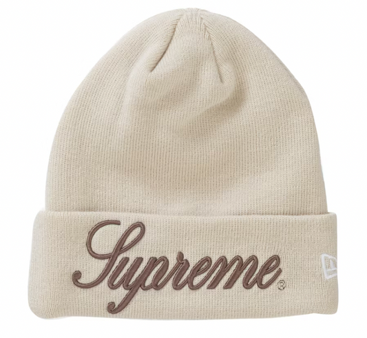 SUPREME NEW ERA SCRIPT BEANIE NATURAL