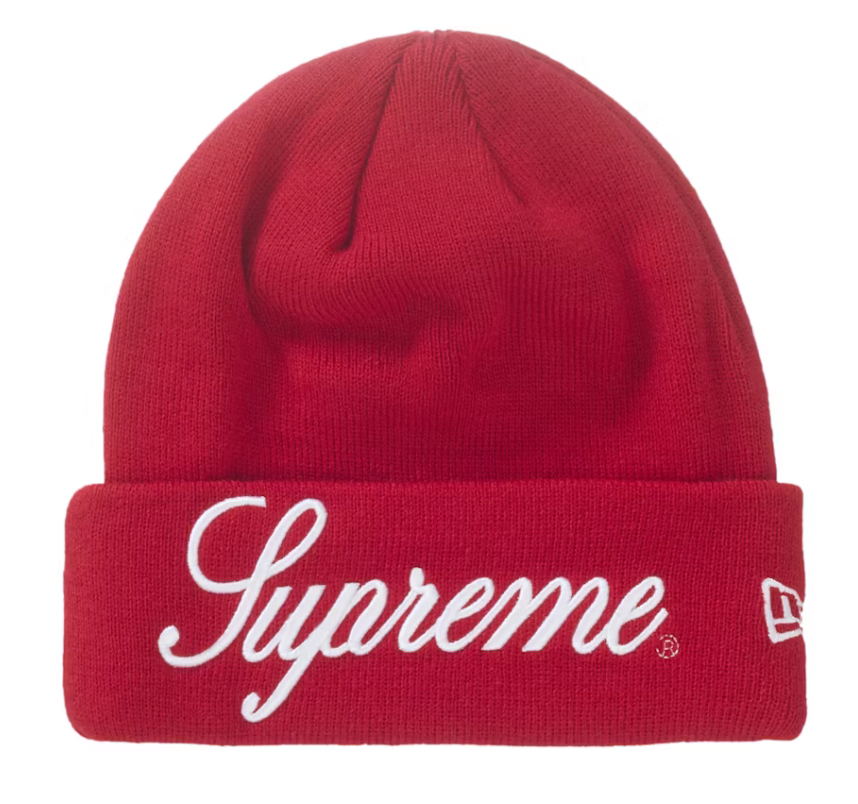 SUPREME NEW ERA SCRIPT BEANIE RED