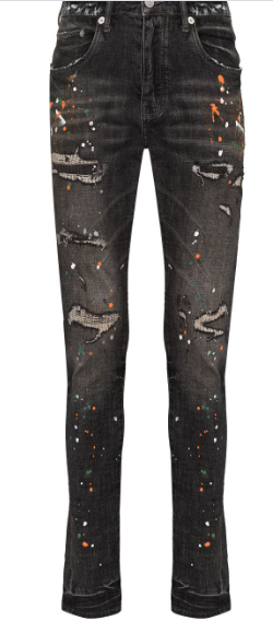 PURPLE JEANS (BLACK W/ ORANGE & WHITE SPLATTER)
